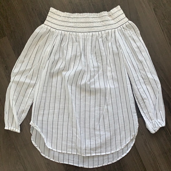 MICHAEL KORS Stripe Cotton Off the Shoulder Top - Picture 2 of 6